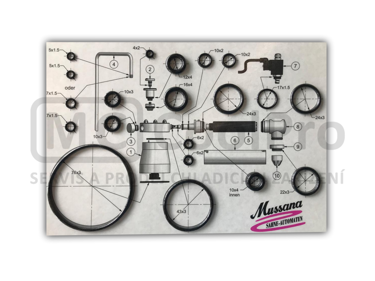 Sada těsnění pro výrobníky šlehačky Mussana